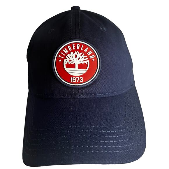 Timberland 1973 Navy Blue Rubber Emblem Adjustable Baseball Trucker Cap - Picture 1 of 10